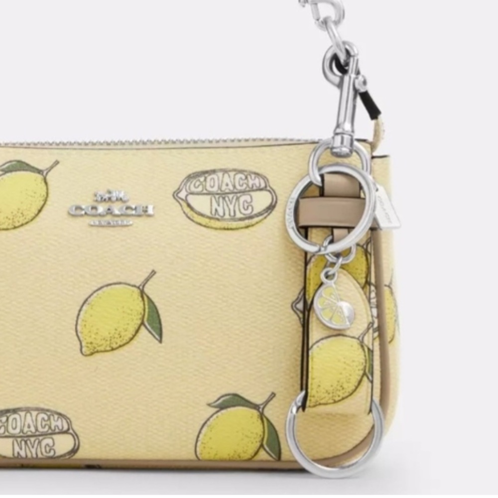 COACH Trigger Snap Bag Charm Lemon Print - Picture 2 of 6